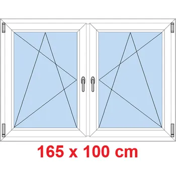 Okno Soft Dvoukřídlé plastové okno 165x100 cm, OS+OS, se sloupkem