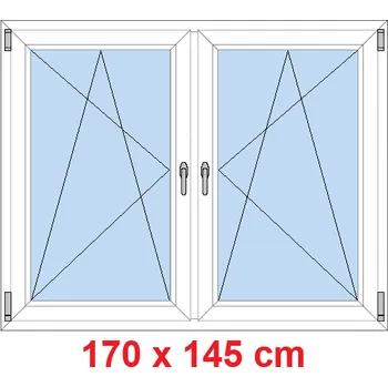 Okno Soft Dvoukřídlé plastové okno 170x145 cm, OS+OS, se sloupkem