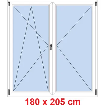 Okno Soft Dvoukřídlé balkonové dveře 180x205 cm, otevíravé a sklopné