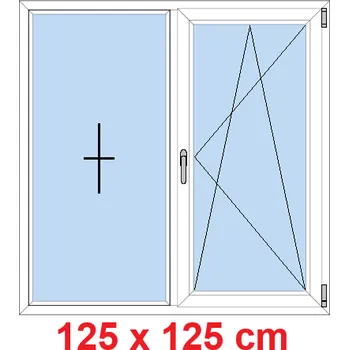 Okno Soft Dvoukřídlé plastové okno 125x125 cm, FIX+OS