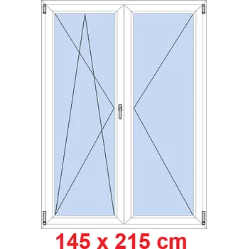 Okno Soft Dvoukřídlé balkonové dveře 145x215 cm, otevíravé a sklopné