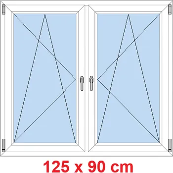 Okno Soft Dvoukřídlé plastové okno 125x90 cm, OS+OS, se sloupkem