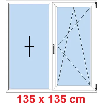 Okno Soft Dvoukřídlé plastové okno 135x135 cm, FIX+OS