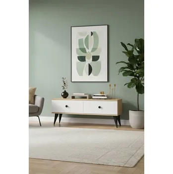 Televizní stolek TV stolek Mona 120 - Sapphire Oak, White