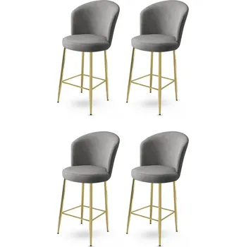 Barová židle Bar Stool Set (4 Pieces) Alte - Grey, Gold