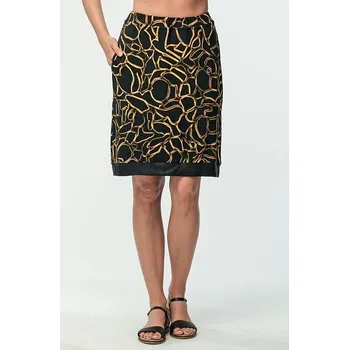 Dámská sukně Volnější černožlutá dámská sukně ke kolenům 142 velikost L