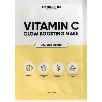 Pleťová maska breakout + aid Vitamin C Glow Boosting Mask plátýnková maska s vitaminem C 34 g