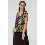 Volnější barevná dámská halenka s květy 7741 velikost S