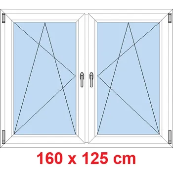 Okno Soft Dvoukřídlé plastové okno 160x125 cm, OS+OS, se sloupkem