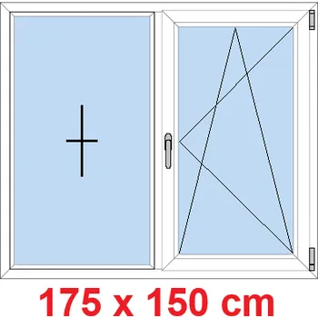 Okno Soft Dvoukřídlé plastové okno 175x150 cm, FIX+OS