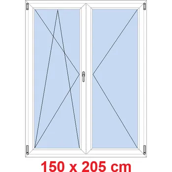 Okno Soft Dvoukřídlé balkonové dveře 150x205 cm, otevíravé a sklopné