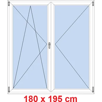Okno Soft Dvoukřídlé balkonové dveře 180x195 cm, otevíravé a sklopné
