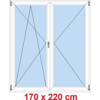 Okno Soft Dvoukřídlé balkonové dveře 170x220 cm, otevíravé a sklopné