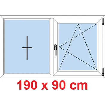 Okno Soft Dvoukřídlé plastové okno 190x90 cm, FIX+OS