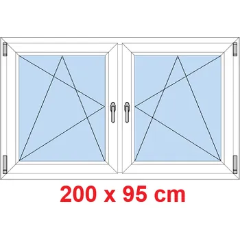 Okno Soft Dvoukřídlé plastové okno 200x95 cm, OS+OS, se sloupkem