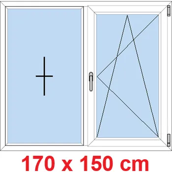 Okno Soft Dvoukřídlé plastové okno 170x150 cm, FIX+OS