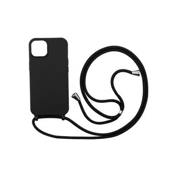 Silikonový černý kryt se šňůrkou pro iPhone 17