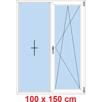 Okno Soft Dvoukřídlé plastové okno 100x150 cm, FIX+OS
