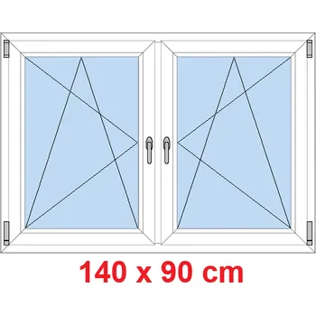 Okno Soft Dvoukřídlé plastové okno 140x90 cm, OS+OS, se sloupkem