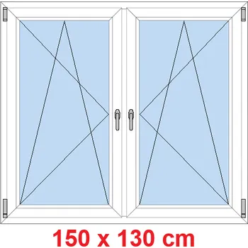 Okno Soft Dvoukřídlé plastové okno 150x130 cm, OS+OS, se sloupkem