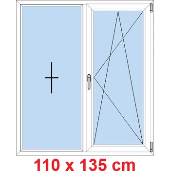 Okno Soft Dvoukřídlé plastové okno 110x135 cm, FIX+OS