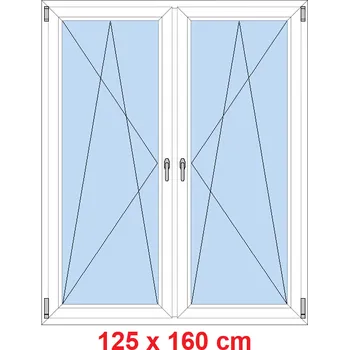 Okno Soft Dvoukřídlé plastové okno 125x160 cm, OS+OS, se sloupkem