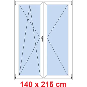 Okno Soft Dvoukřídlé balkonové dveře 140x215 cm, otevíravé a sklopné