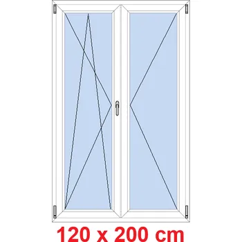 Okno Soft Dvoukřídlé balkonové dveře 120x200 cm, otevíravé a sklopné