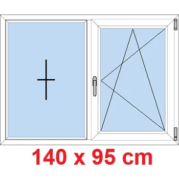 Okno Soft Dvoukřídlé plastové okno 140x95 cm, FIX+OS