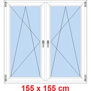 Okno Soft Dvoukřídlé plastové okno 155x155 cm, OS+OS, se sloupkem