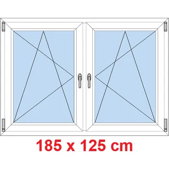 Okno Soft Dvoukřídlé plastové okno 185x125 cm, OS+OS, se sloupkem