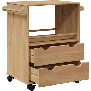 Servírovací stolek Servírovací stolek, kolečka, borovicový masiv, přírodní, CASTEL