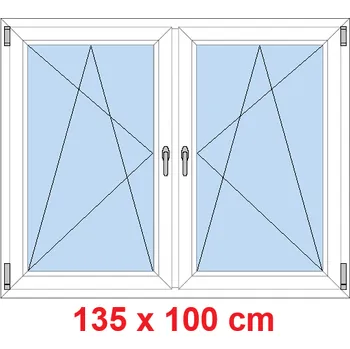 Okno Soft Dvoukřídlé plastové okno 135x100 cm, OS+OS, se sloupkem