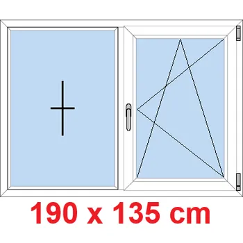 Okno Soft Dvoukřídlé plastové okno 190x135 cm, FIX+OS