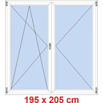 Okno Soft Dvoukřídlé balkonové dveře 195x205 cm, otevíravé a sklopné
