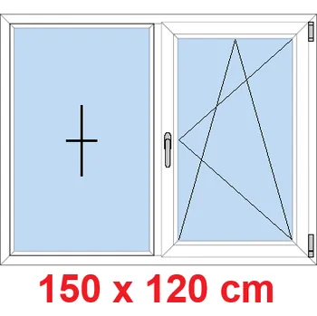 Okno Soft Dvoukřídlé plastové okno 150x120 cm, FIX+OS
