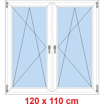 Okno Soft Dvoukřídlé plastové okno 120x110 cm, OS+OS, se sloupkem