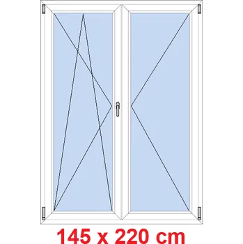 Okno Soft Dvoukřídlé balkonové dveře 145x220 cm, otevíravé a sklopné