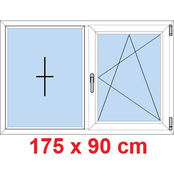Okno Soft Dvoukřídlé plastové okno 175x90 cm, FIX+OS