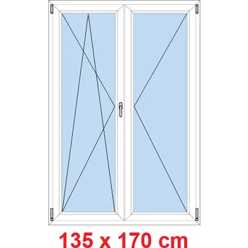Okno Soft Dvoukřídlé balkonové dveře 135x170 cm, otevíravé a sklopné