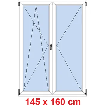 Okno Soft Dvoukřídlé balkonové dveře 145x160 cm, otevíravé a sklopné