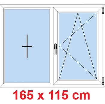 Okno Soft Dvoukřídlé plastové okno 165x115 cm, FIX+OS