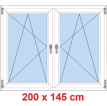 Okno Soft Dvoukřídlé plastové okno 200x145 cm, OS+OS, se sloupkem