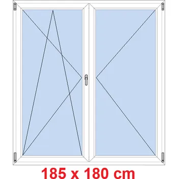 Okno Soft Dvoukřídlé balkonové dveře 185x180 cm, otevíravé a sklopné