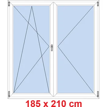 Okno Soft Dvoukřídlé balkonové dveře 185x210 cm, otevíravé a sklopné