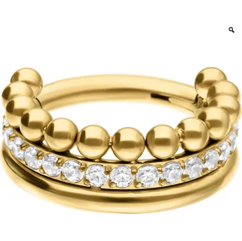 Piercing Wildcat Titanový kroužek Triple Bubble Crystal Clicker :: Stříbrná 1,2 × 8 mm