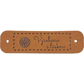 Pro Háčkování Handmade cedulka Vyrobeno s láskou 15 x 55 mm rezavá koženka