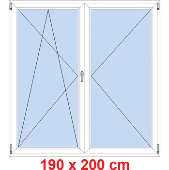 Okno Soft Dvoukřídlé balkonové dveře 190x200 cm, otevíravé a sklopné