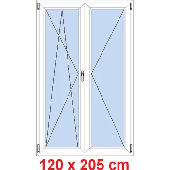 Okno Soft Dvoukřídlé balkonové dveře 120x205 cm, otevíravé a sklopné