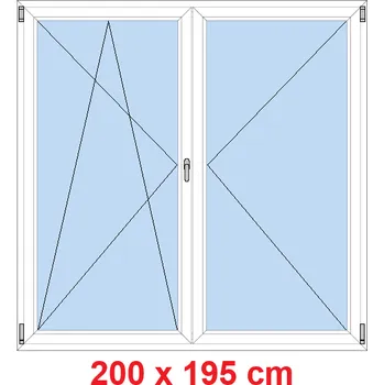 Okno Soft Dvoukřídlé balkonové dveře 200x195 cm, otevíravé a sklopné